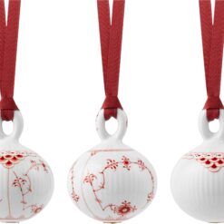 Rød Julekugler, 3 stk.